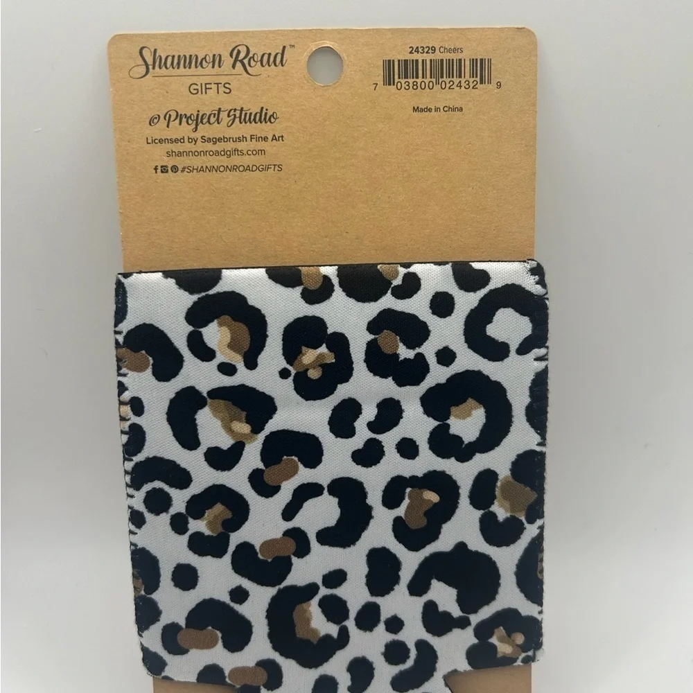 Cheers Neoprene Drink Sleeve - Christmas Leopard OSFM NWT